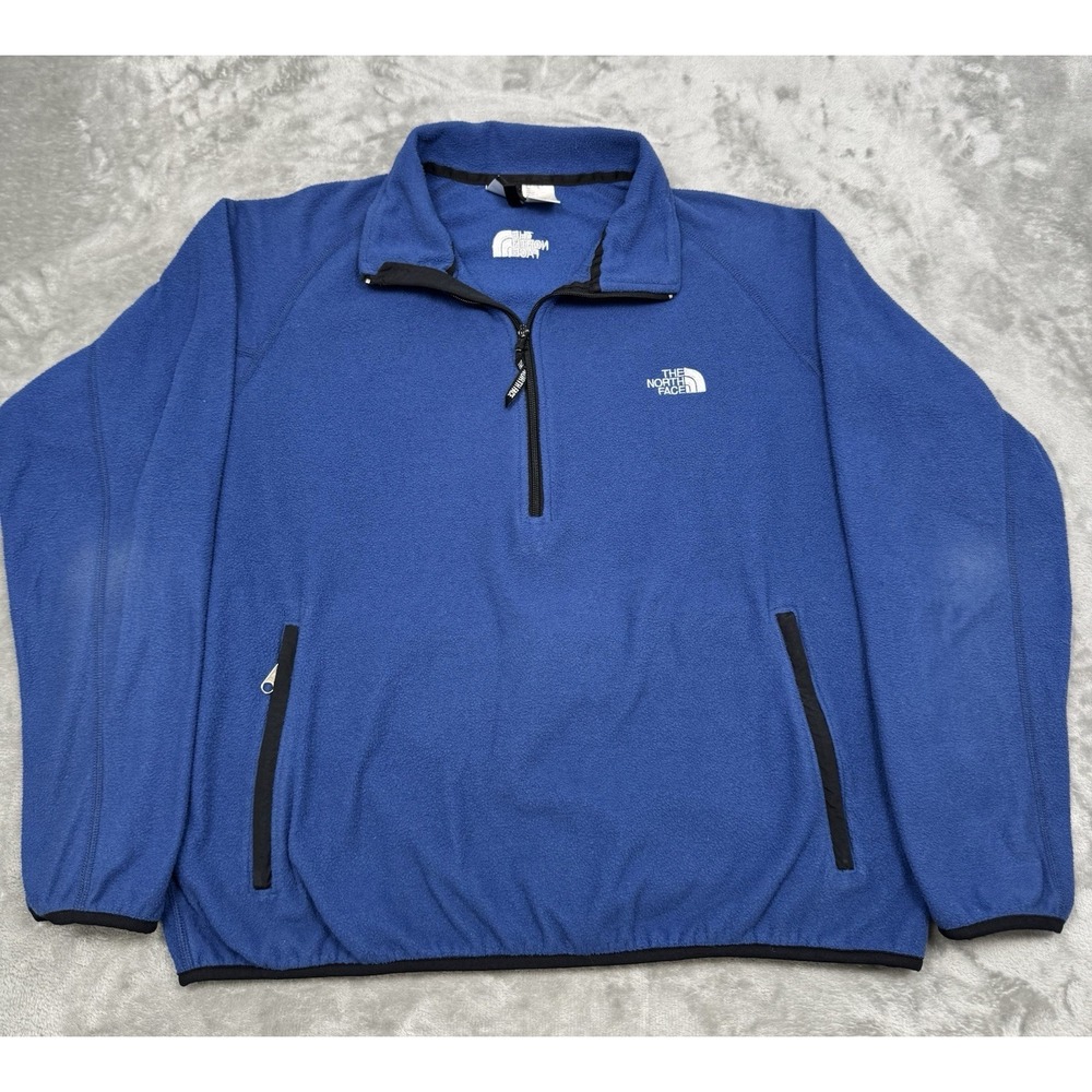 Vintage North Face Blue Fleece 1/2 Zip Pullover Mens XL Sweatshirt Jacket Hiking